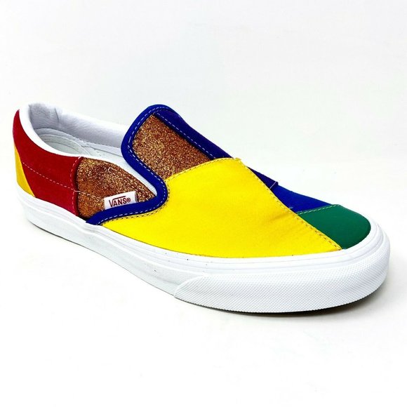 Vans Classic Slip On (Pride) Patchwork True White LGBTQ Womens Shoes - Picture 2 of 5